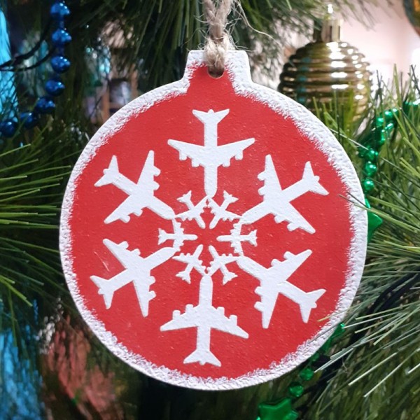 Новорічна іграшка  Airplane Snowflake, art.1, red