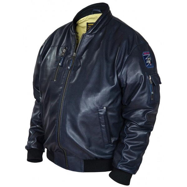 Куртка бомбер зі шкіри перфорованої Art.316, Airborne Apparel™
