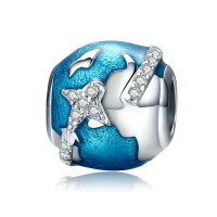 Кулон "Вокруг Земли" серебро 925 проба, кубический цирконий