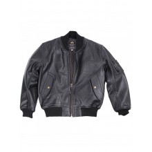 Куртка кожаная MA-1 Leather jacket, black, Alpha Industries™