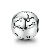 Шарм "Знак зодиака Телец" серебро 925 проба, кубический цирконий
