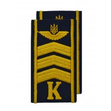 Погони курсантські цивільної авіації на сорочку "К" 3 смуги вишиті жовтим, герб, темно-сині Куртаж™