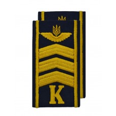 Погоны курсантские гражданской авиации на рубашку "К" 3 полосы вышитые жёлтой нитью, герб, тёмно-синие Куртаж™