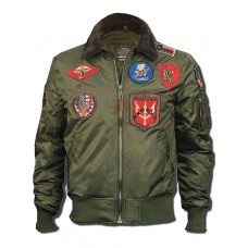 Куртка лётная Top Gun™ Official B-15 Flight Bomber Jacket with Patches, olive