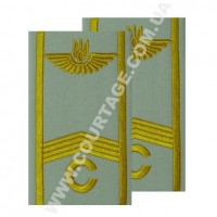 Погоны курсантские гражданской авиации на рубашку "С" 1 полоса вышитые жёлтым, герб, белые Куртаж™