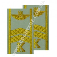 Погоны курсантские гражданской авиации на рубашку "К" 2 полосы вышитые жёлтым, герб, белые Куртаж™