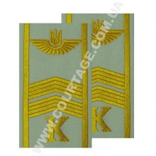 Погони курсантські цивільної авіації на сорочку "К" 2 смуги вишиті жовтим, герб, білі Куртаж™