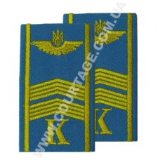 Погоны курсантские гражданской авиации на рубашку "К" 2 полосы вышитые жёлтым, герб, голубые Куртаж™
