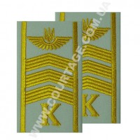 Погоны курсантские гражданской авиации на рубашку "К" 3 полосы вышитые жёлтым, герб, белые Куртаж™